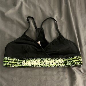 Savage X Fenty Black Bra with Neon Green Band